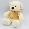 Peluche Doudou ours blanc beige capuche GIPSY