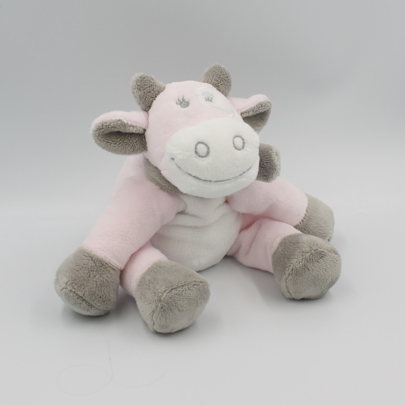 Doudou vache rose gris blanc lola NOUKIE'S NOUKIES