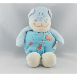 Doudou chat bleu poisson rouge DOUKIDOU 