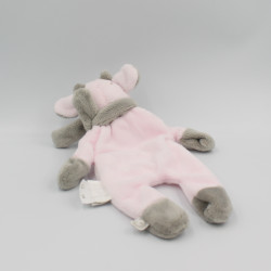 Doudou plat vache rose gris blanc lola NOUKIE'S