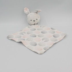 Doudou plat lapin gris blanc rose OBAIBI