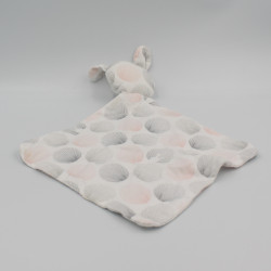 Doudou plat lapin gris blanc rose OBAIBI