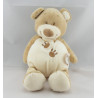 Doudou ours beige blanc pattes brodées DOUKIDOU