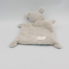 Doudou plat souris gris bleu feuilles PUSBLU
