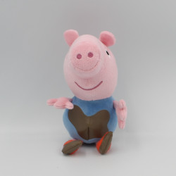 Doudou cochon rose bleu déguisé en vache PEPPA PIG 18 cm