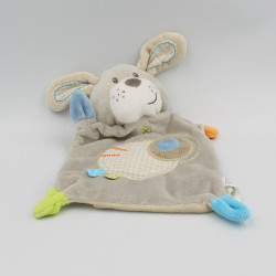 Doudou plat lapin chien gris orange bleu vert NICOTOY