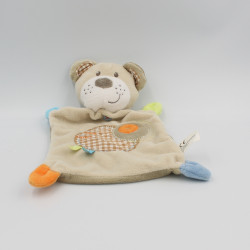 Doudou plat ours beige orange bleu vichy NICOTOY