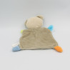 Doudou plat ours beige orange bleu vichy NICOTOY
