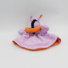 Doudou plat marionnette Ane cheval mauve violet orange TOY PLACE