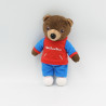 Doudou Petit Ours Brun bleu rouge JEMINI