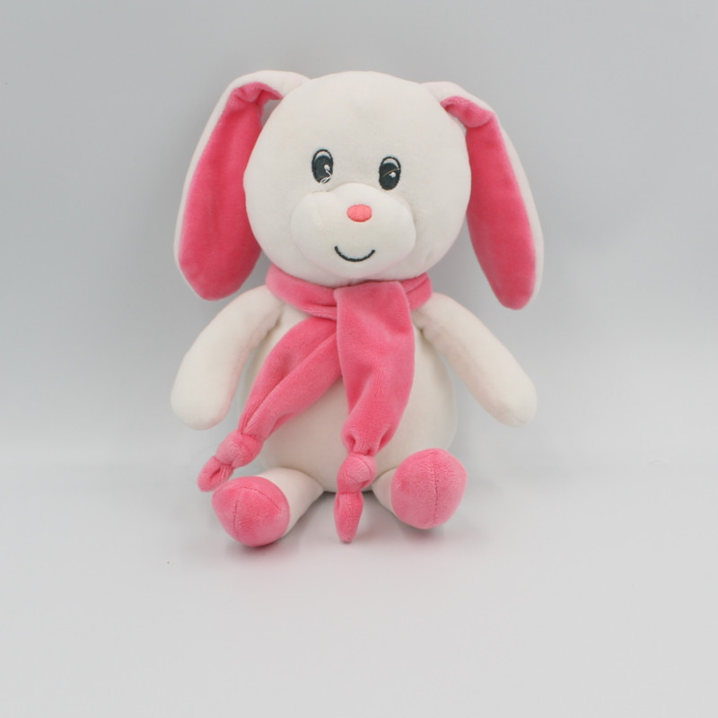 Doudou lapin blanc rose écharpe GIPSY