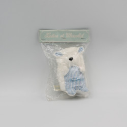 Mini doudou hérisson blanc bleu rayé TARTINE ET CHOCOLAT