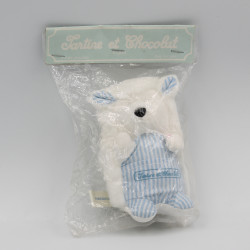 Mini doudou hérisson blanc bleu rayé TARTINE ET CHOCOLAT