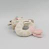 Doudou hochet girafe beige blanc rose Charlotte NATTOU