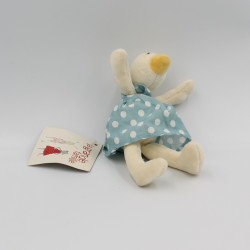Mini doudou Oie canard la grande famille robe bleue pois Moulin Roty