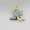 Mini doudou Oie canard la grande famille robe bleue pois Moulin Roty