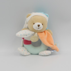 Doudou et compagnie hochet ours blanc bleu rose étoiles Unicef