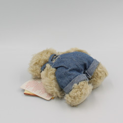 Petit peluche ours beige salopette bleu jean ALICE'S BEAR SHOP RUSS