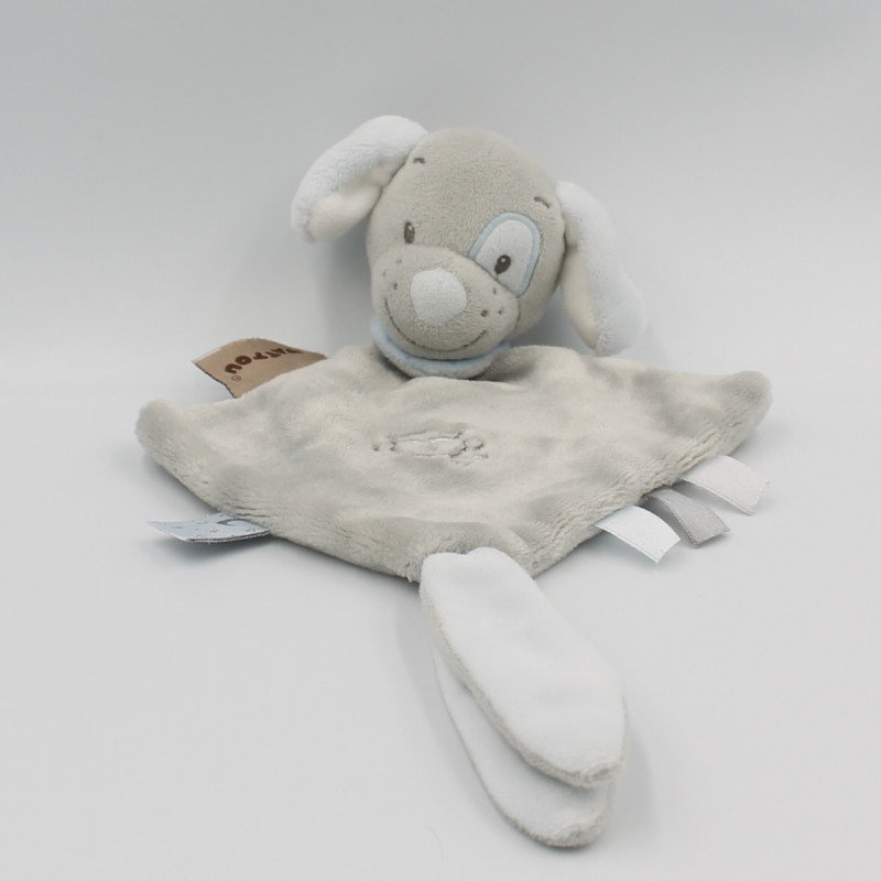 Doudou plat triangle chien gris bleu chouette Sam et Toby NATTOU
