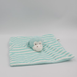 Doudou plat singe bleu blanc rayé ESPA INTERCOMMERCE