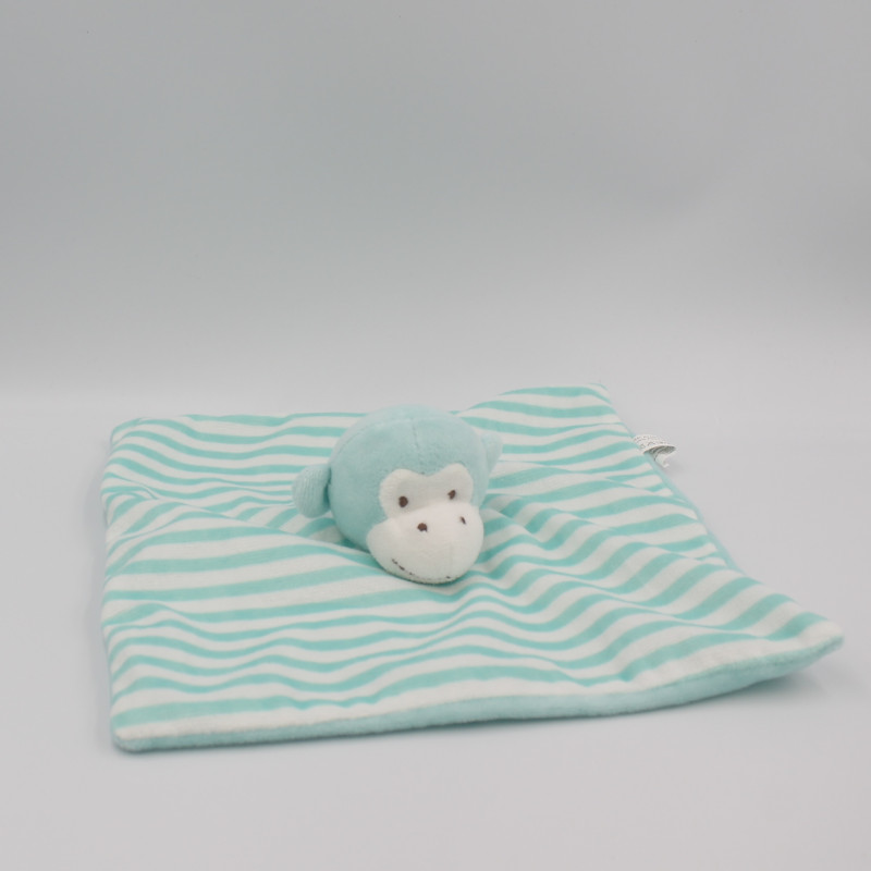 Doudou plat singe bleu blanc rayé ESPA INTERCOMMERCE