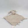 Doudou plat lapin beige blanc rayé AUCHAN