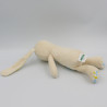 Doudou Lapin blanc écru bleu jaune fleurs KLORANE