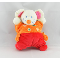 Doudou semi plat souris orange rouge escargot NICOTOY