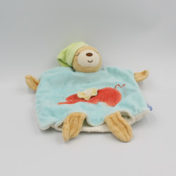 Doudou plat ours bleu vert...