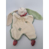 Doudou plat lapin blanc vert violet rose rouge rayé BUKOWSKI