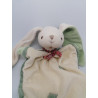 Doudou plat lapin blanc vert violet rose rouge rayé BUKOWSKI