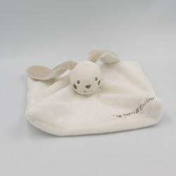 Doudou plat lapin blanc gris Mon premier doudou KIMBALOO