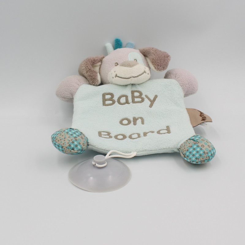 Doudou chien bleu Cyril BEBE A BORD NATTOU