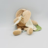 Doudou et compagnie lapin Pim marron blanc fourmi feuille verte