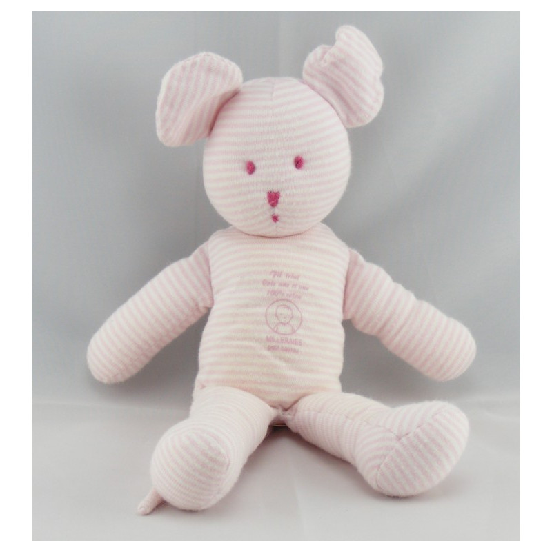 Doudou souris rayé rose Milleraies PETIT BATEAU