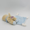 Doudou chat beige marron bleu mouchoir POMMETTE
