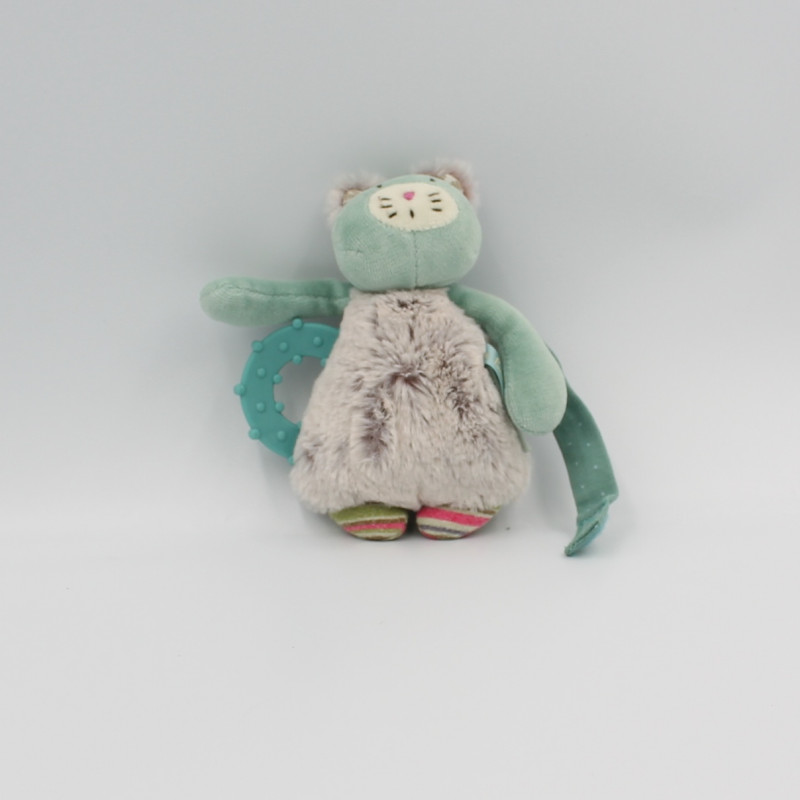 Doudou hochet les Pachats chat vert MOULIN ROTY