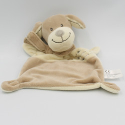 Doudou Plat chien beige blanc écru NICOTOY