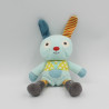 Doudou lapin chien bleu vert pois POMMETTE