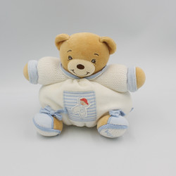 Doudou patapouf ours blanc bleu enfant laine KALOO