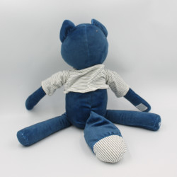 Doudou renard bleu blanc rayé OBAIBI