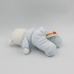 Doudou ours bleu pois papillon brodé NICOTOY