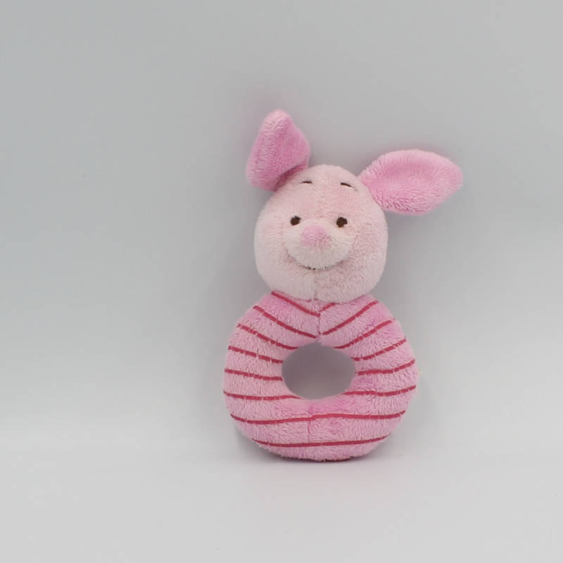 Doudou hochet anneau rose Porcinet DISNEY