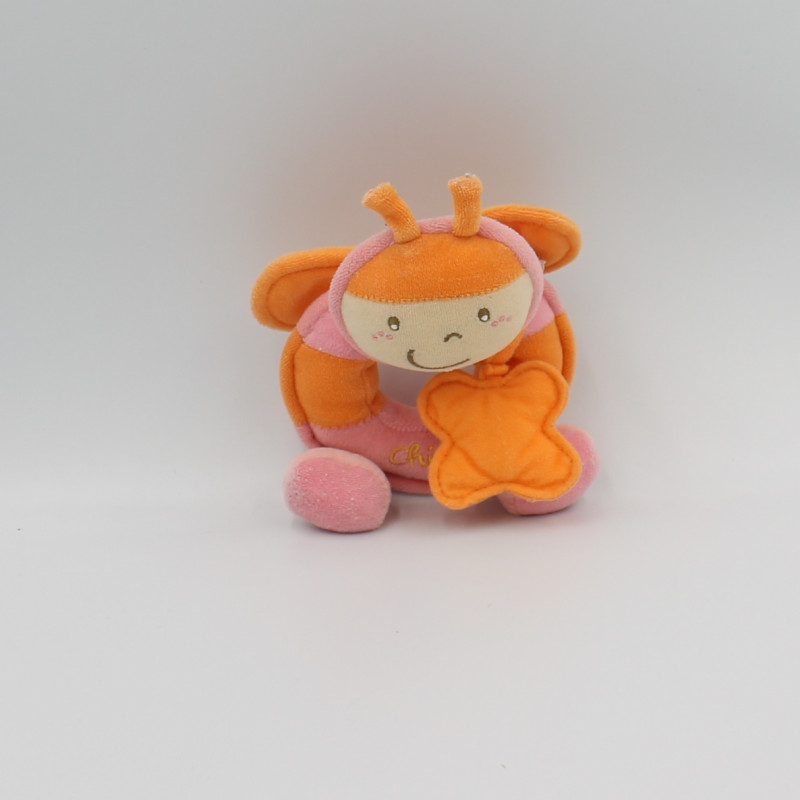 Doudou hochet abeille papillon rose orange fleur CHICCO