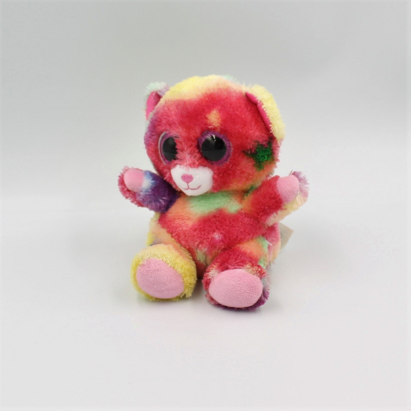 Doudou peluche ours rose vert jaune violet Brilloo GIPSY