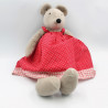 Grand Doudou souris grise robe rouge la grande famille MOULIN ROTY 45 cm