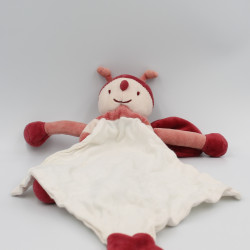 Doudou abeille papillon rouge mouchoir Cajou SUCRE D'ORGE