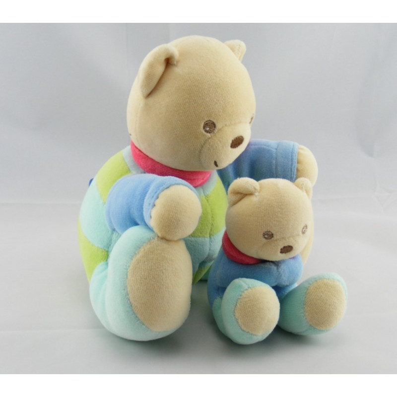 Doudou musical ours avec bébé orange bleu jaune KALOO