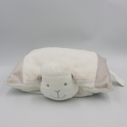 Doudou coussin mouton blanc gris OBAIBI