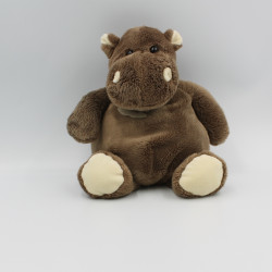 Doudou hippopotame marron blanc HISTOIRE D'OURS 24 cm